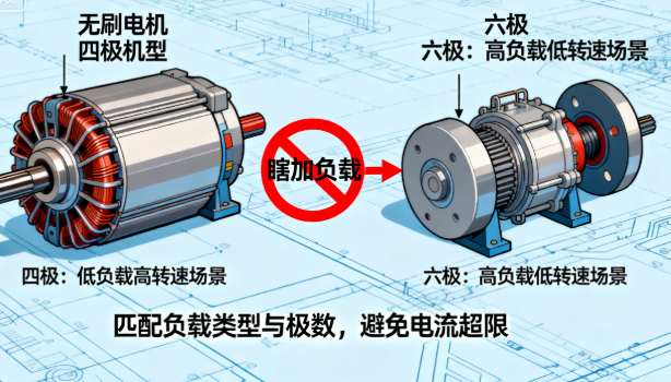 无刷电机带负载别 “猛加”！四极 / 六极机型适配技巧，避免超流